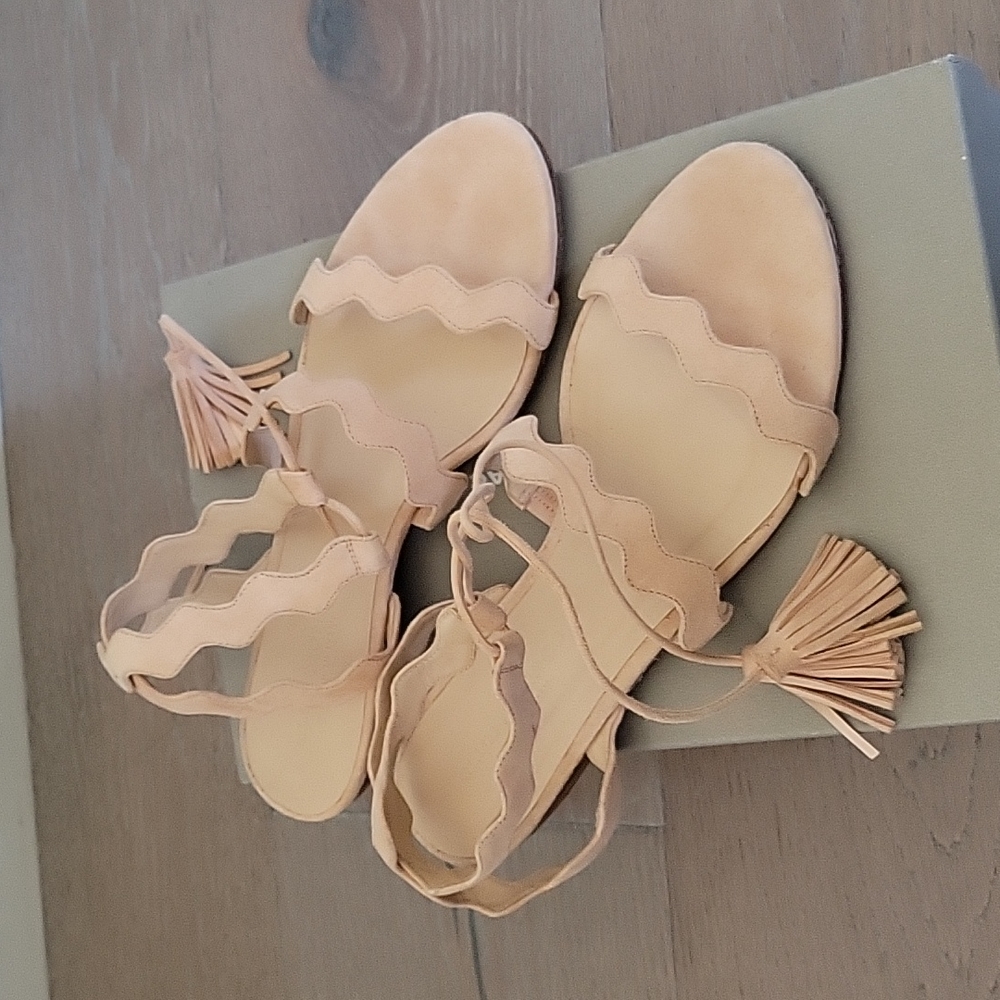 Club Monaco pink suede sandals, Sz 38 - Picture 2 of 4